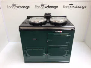 Reconditioned 2 oven oil-fired Aga cooker in British Racing Green
