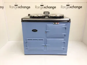 Reconditioned 2 oven gas-fired Aga cooker in Wedgewood Blue