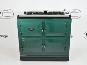 Reconditioned 3 oven Dual Control Electric Aga cooker in British Racing Green